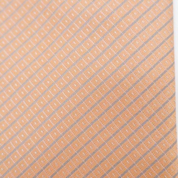Apt 9. Peach Orange Gray Check Woven‎ Silk Tie - Picture 2 of 6